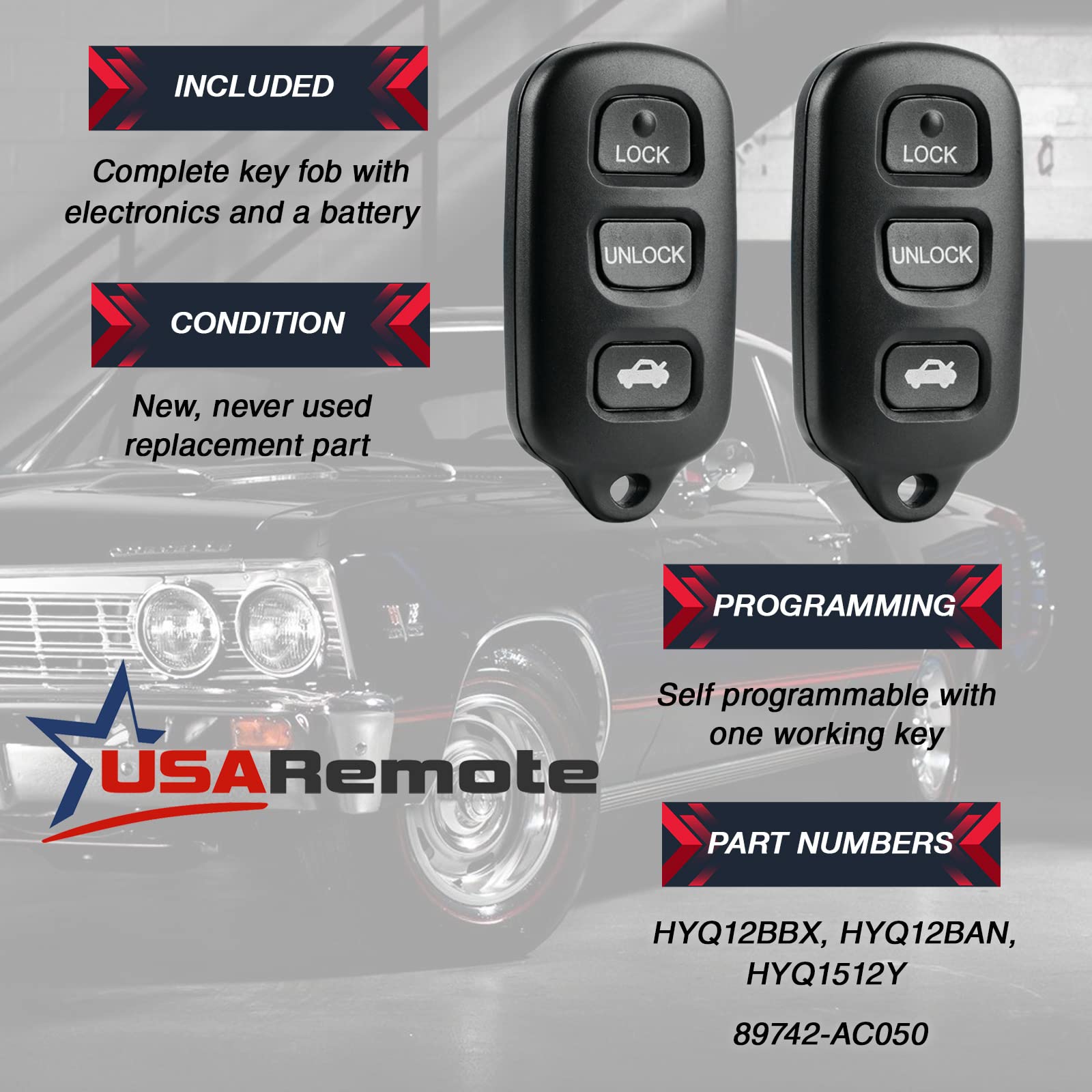 USARemote Avalon key fob panic button close-up for quick access.