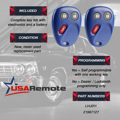 USARemote blue keyfob buttons close-up for ergonomic use.