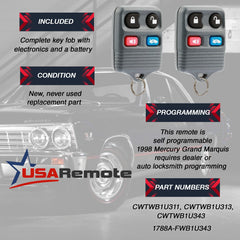 USARemote Mercury Grand Marquis key fob designed for reliable daily use