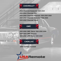 USARemote GMC Sierra Yukon key fob packaging close-up for quick ordering