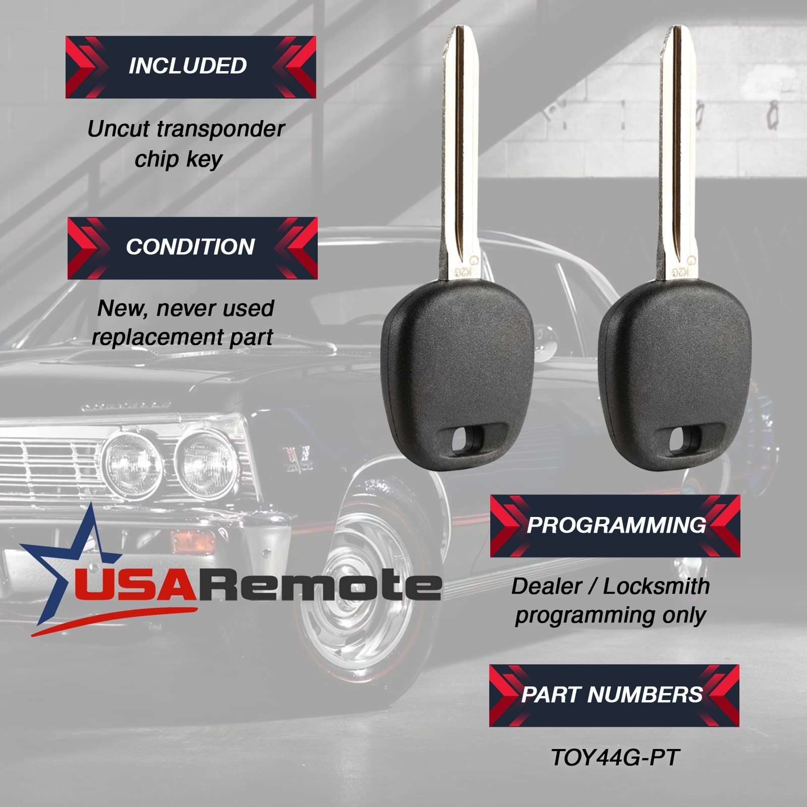 USARemote 4d72g chip ignition key compatible with Toyota and Scion