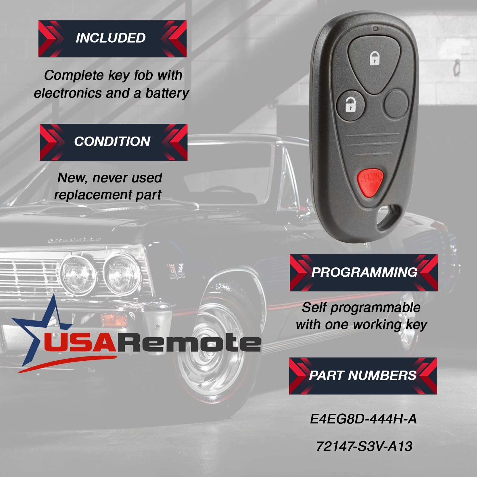 USARemote Acura TL/TSX fob with interior battery installed ready to pair
