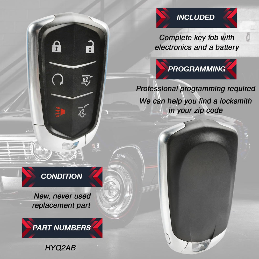 USARemote interior montage of Cadillac Escalade with dual fobs in view.