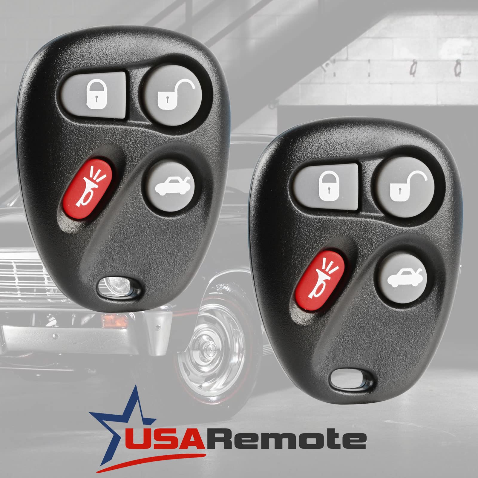 USARemote car key fob back view highlights button layout and branding.