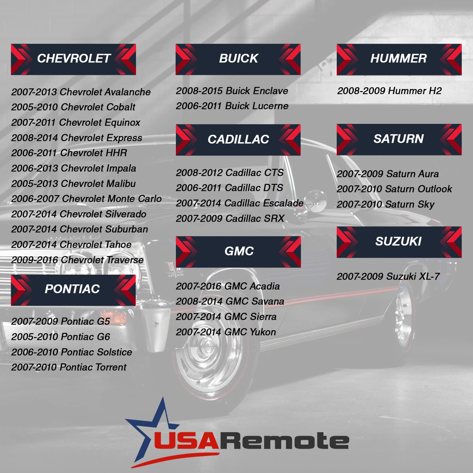 USARemote compatible with Chevy Tahoe/Suburban 2007–2014.