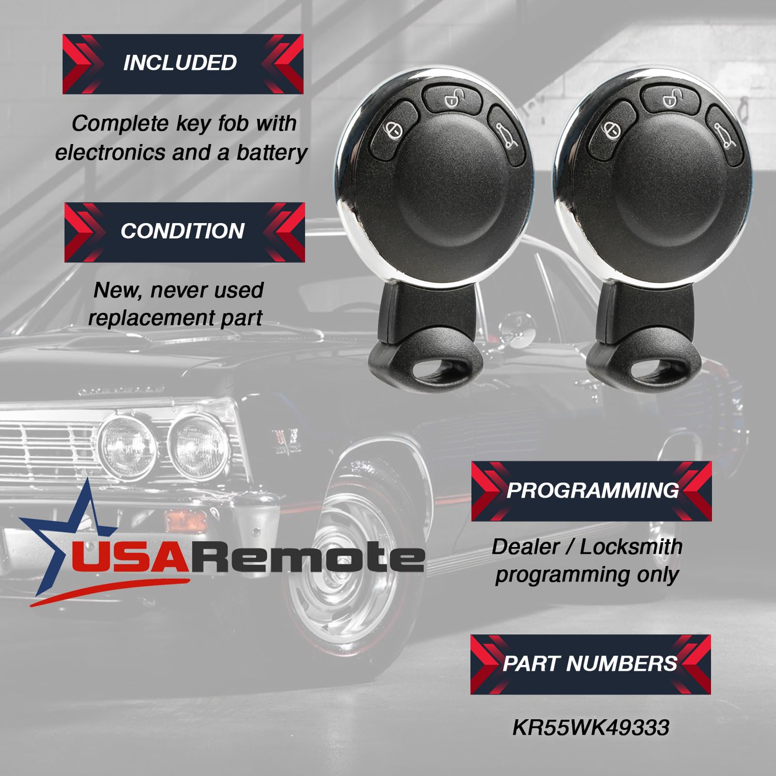 USARemote KR55WK49333 3452819-01 label on remote shell.