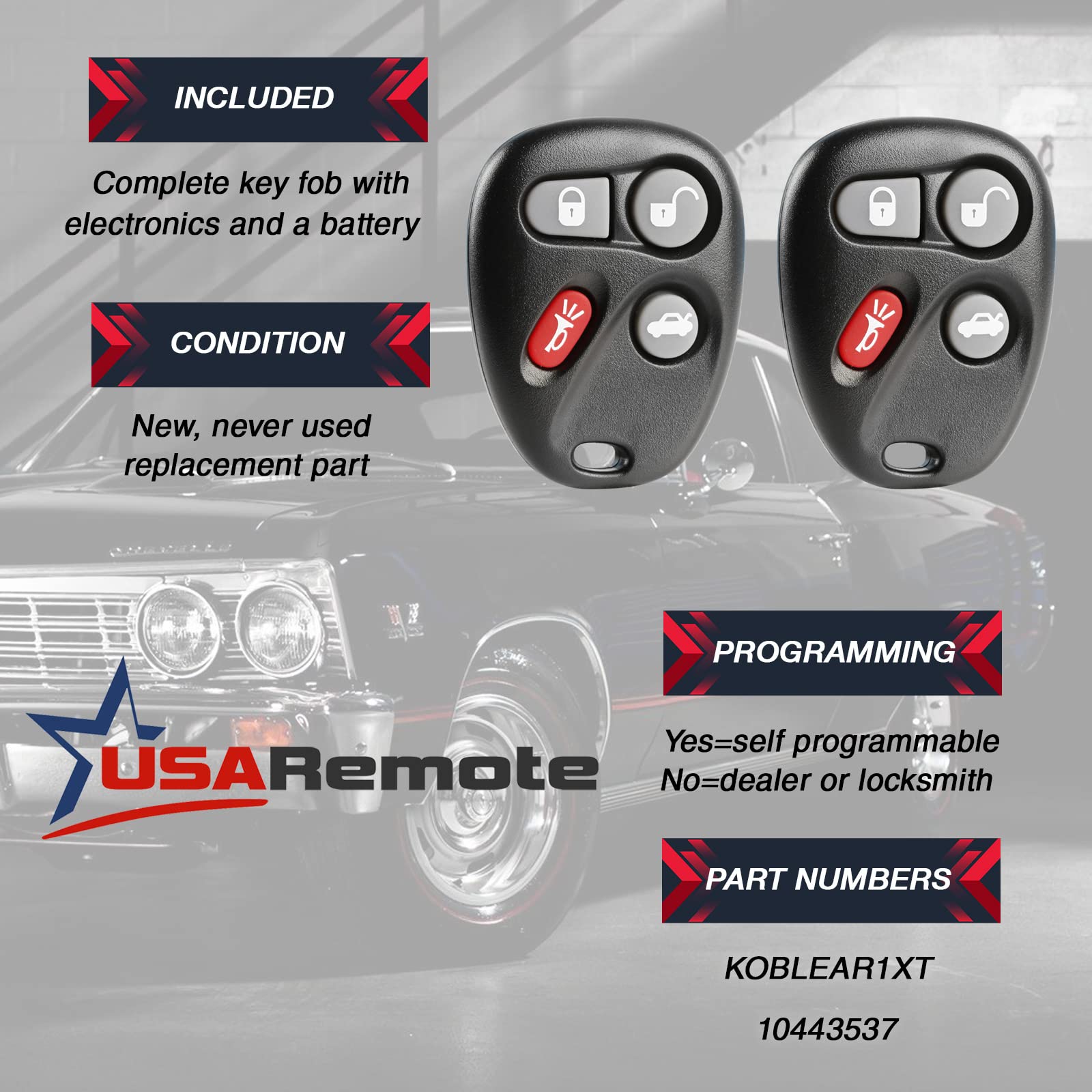 USARemote set of two fobs ready for installation and everyday use.
