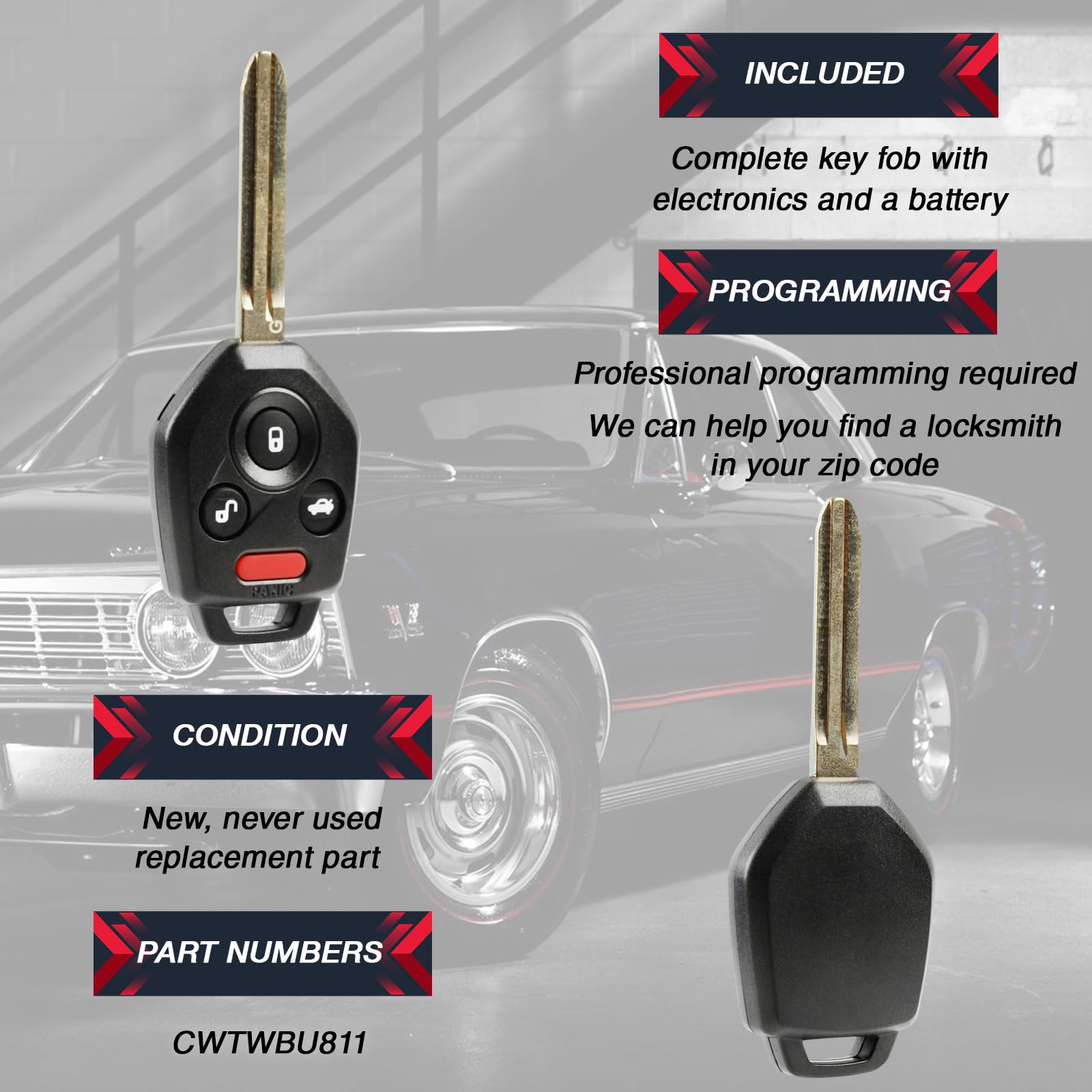 USARemote Subaru Impreza remote with pre-installed battery.