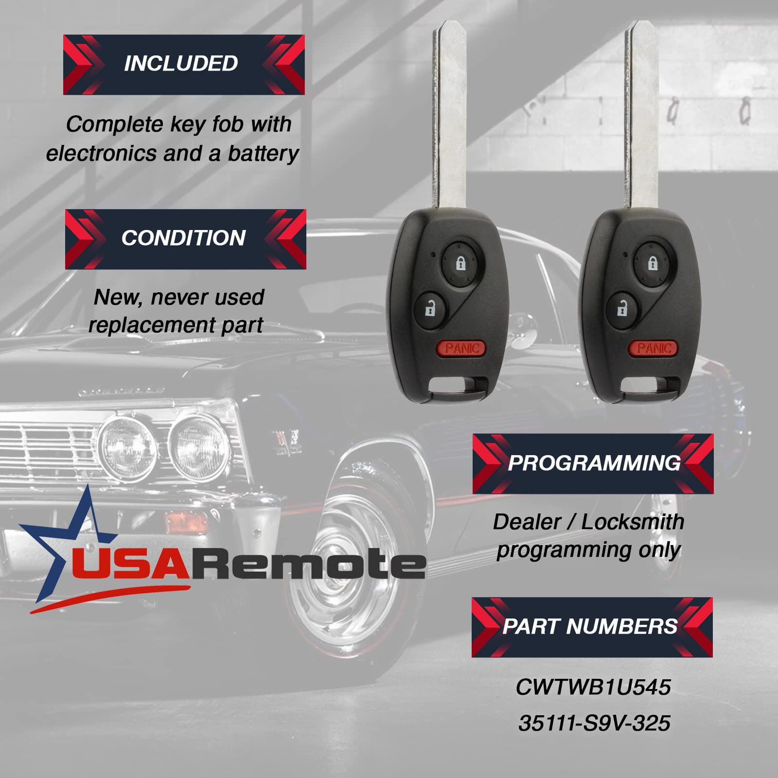 USARemote key fob in hand showing button layout for Honda Pilot