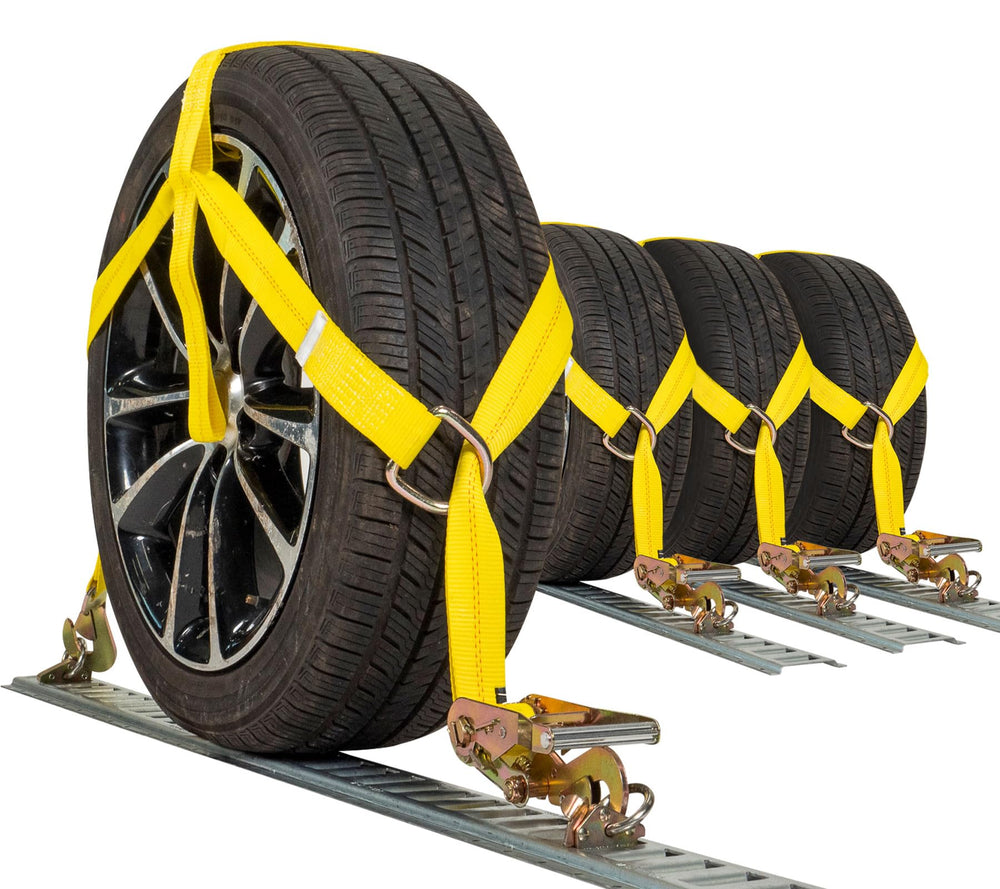 US Cargo Control adjustable tow dolly basket straps secure vehicles with 12,000 lb webbing