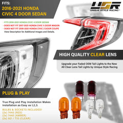 USR Unique Style Racing clear lens tail light left inner for Civic with sharp illumination