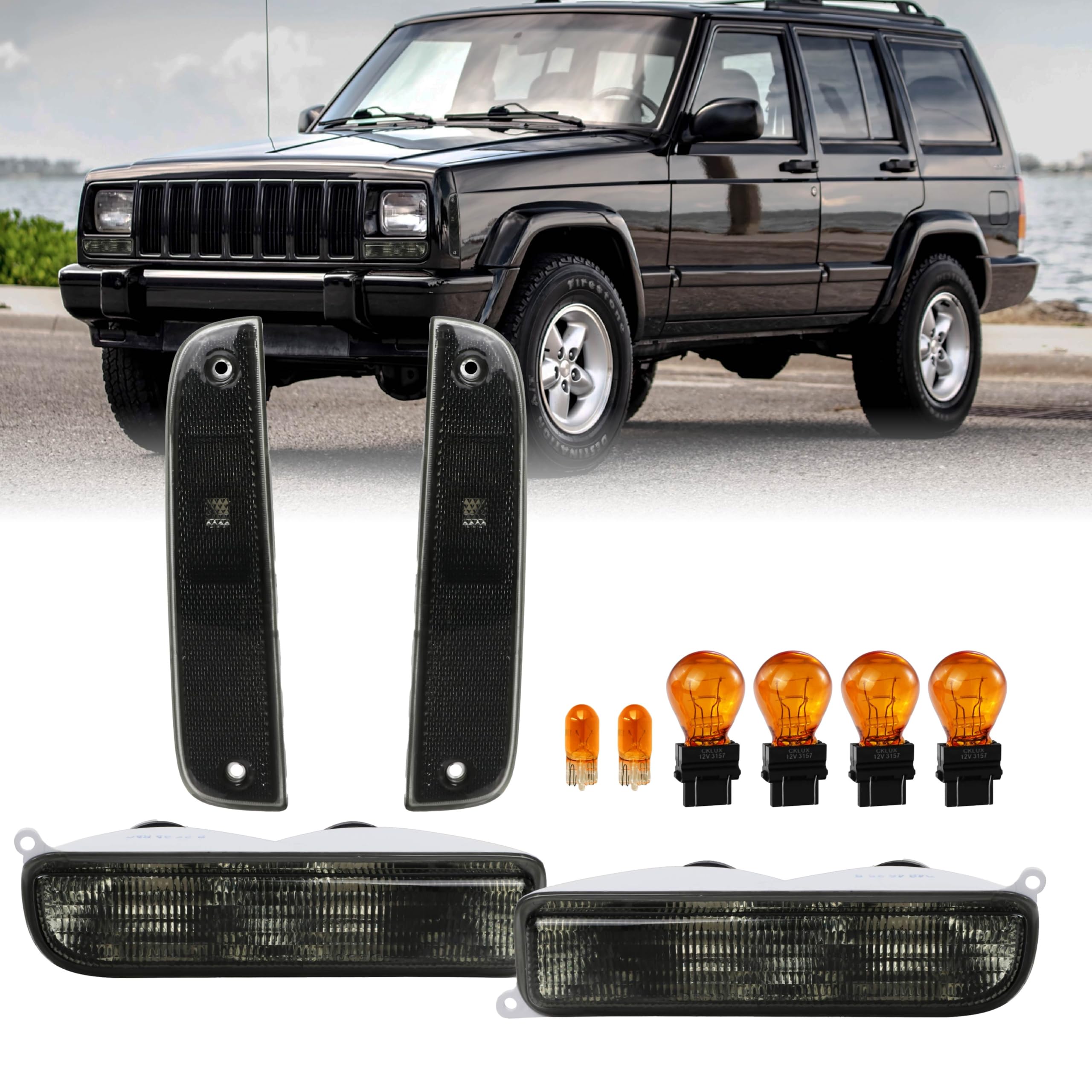 USR Unique Style Racing DEPO smoke bumper light left for Jeep Cherokee XJ.