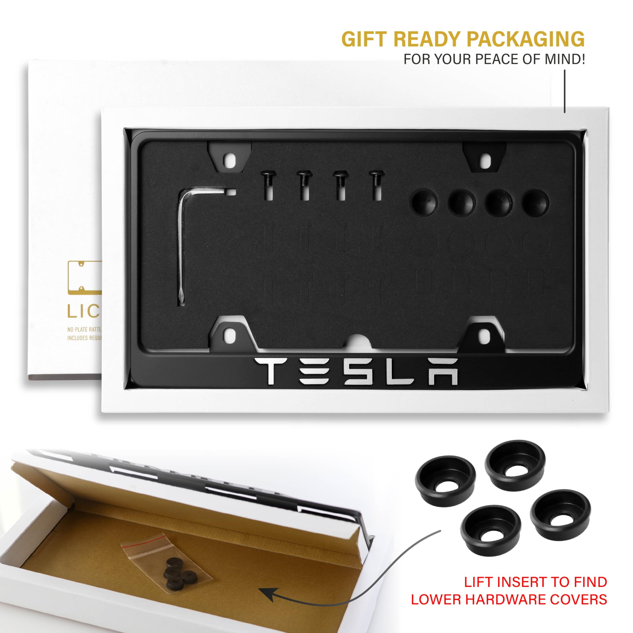 USR Unique Style Racing Tesla license frame side view highlighting durable powder coat and fit