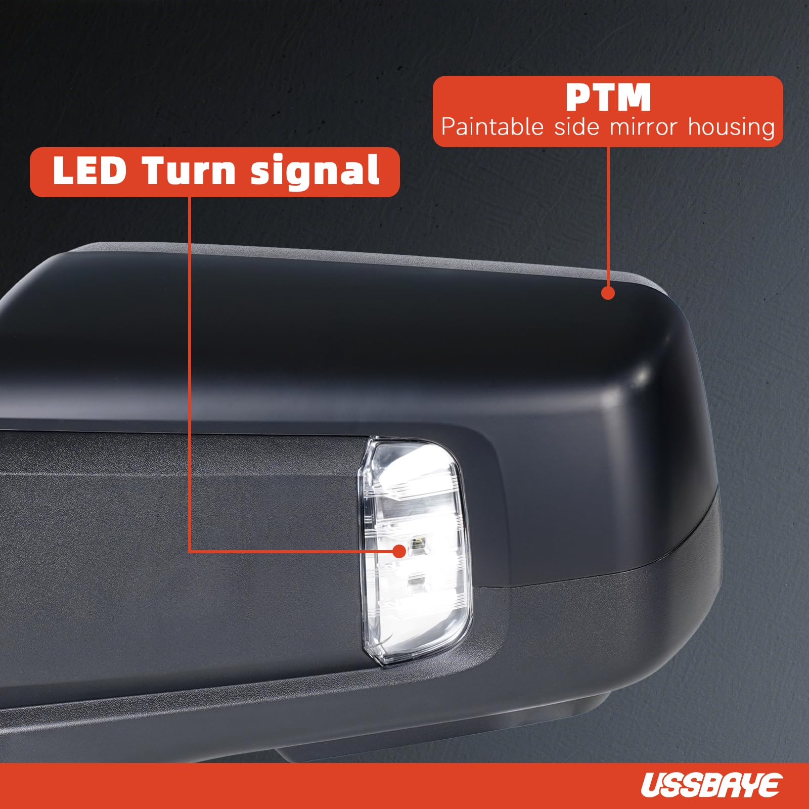 USSBAYE auto-dimming puddle light mirror reduces glare while lighting your curb area.