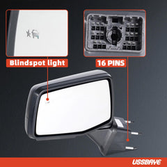 USSBAYE heated mirror helps defog and de-ice for clearer rear visibility.