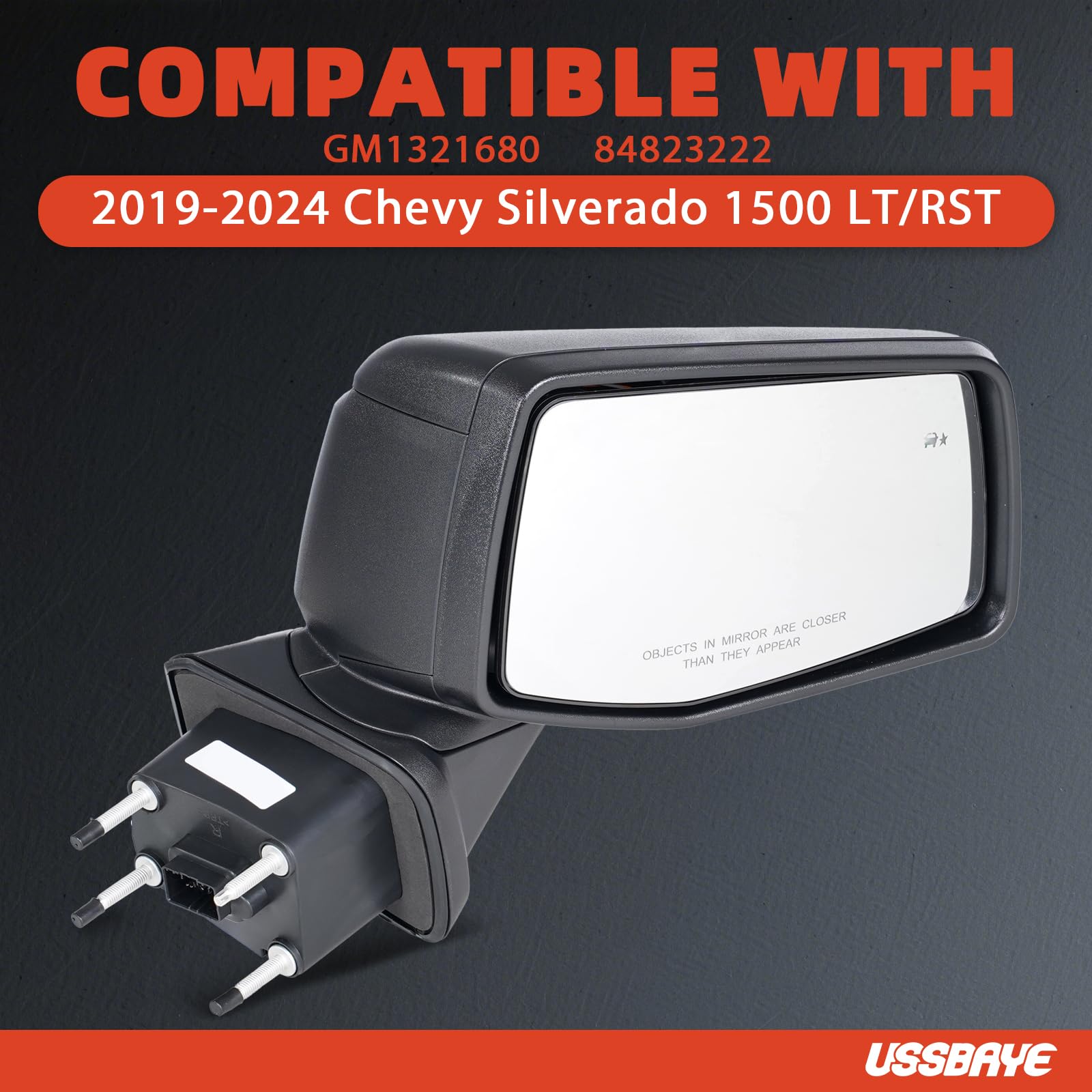 USSBAYE LED turn-signal close-up on Silverado mirror improves visibility.