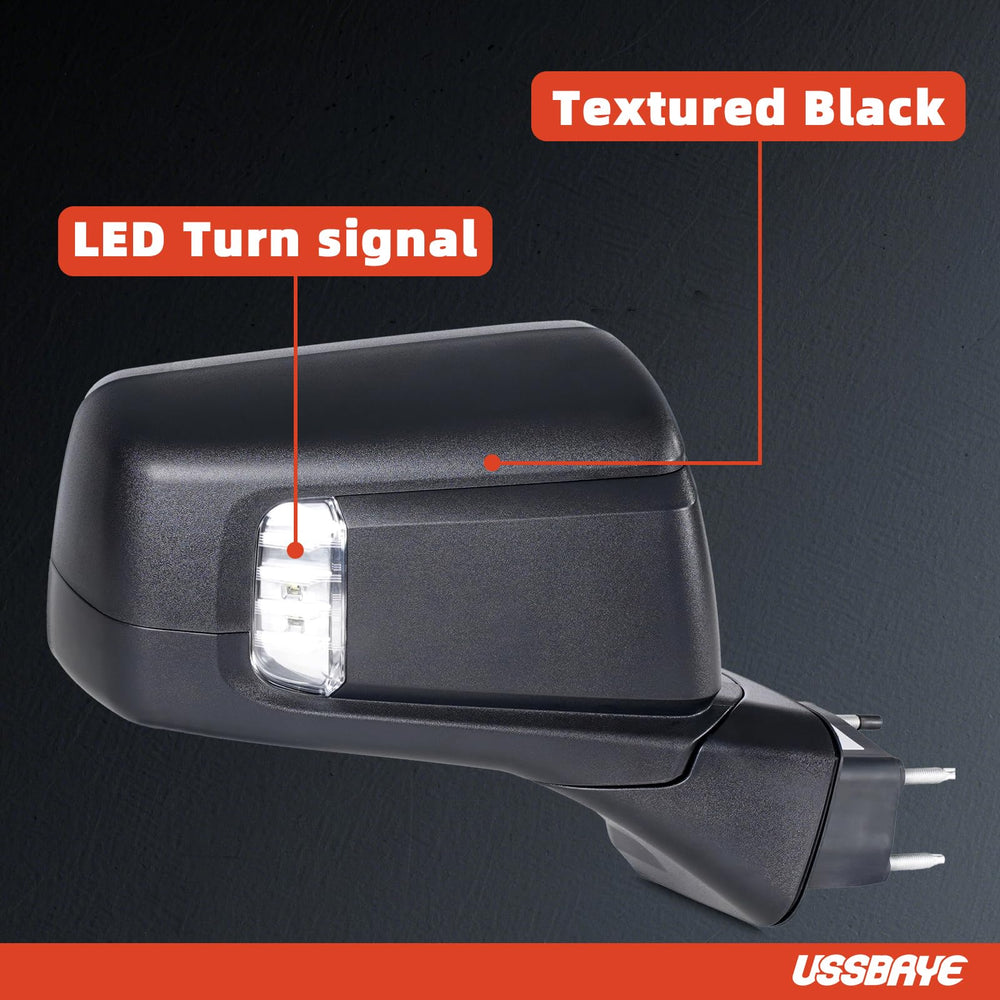 USSBAYE textured black cover on mirror for durable outdoor use.