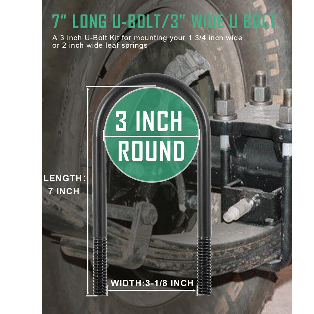 Ussuray one-half inch diameter U-bolts provide strong clamping power.