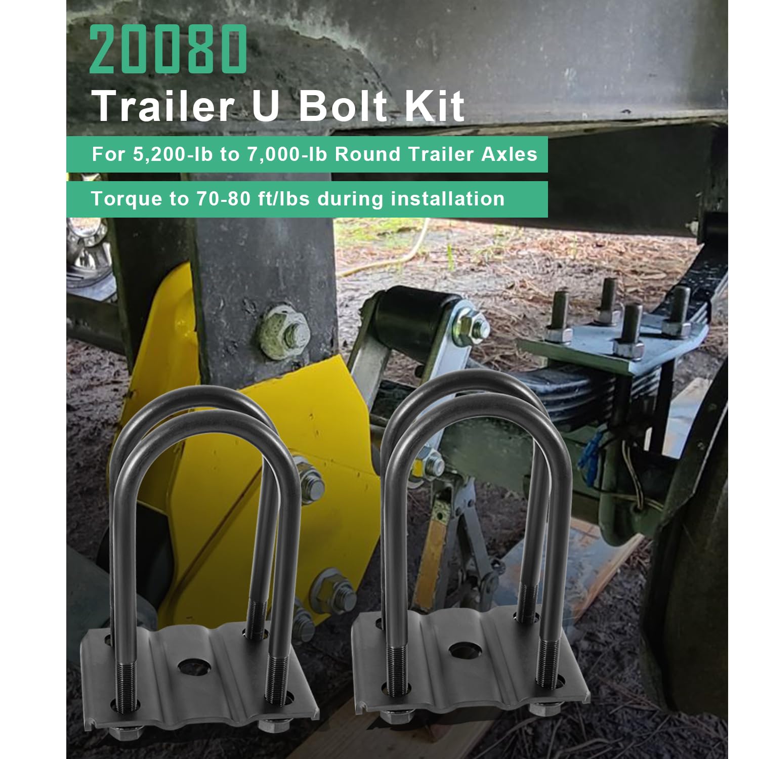Ussuray three-inch wide U-bolts ensure precise fit for round axles.