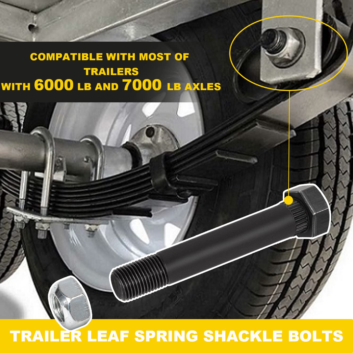 Designed for mounting slipper or double-eye leaf springs onto hangers
