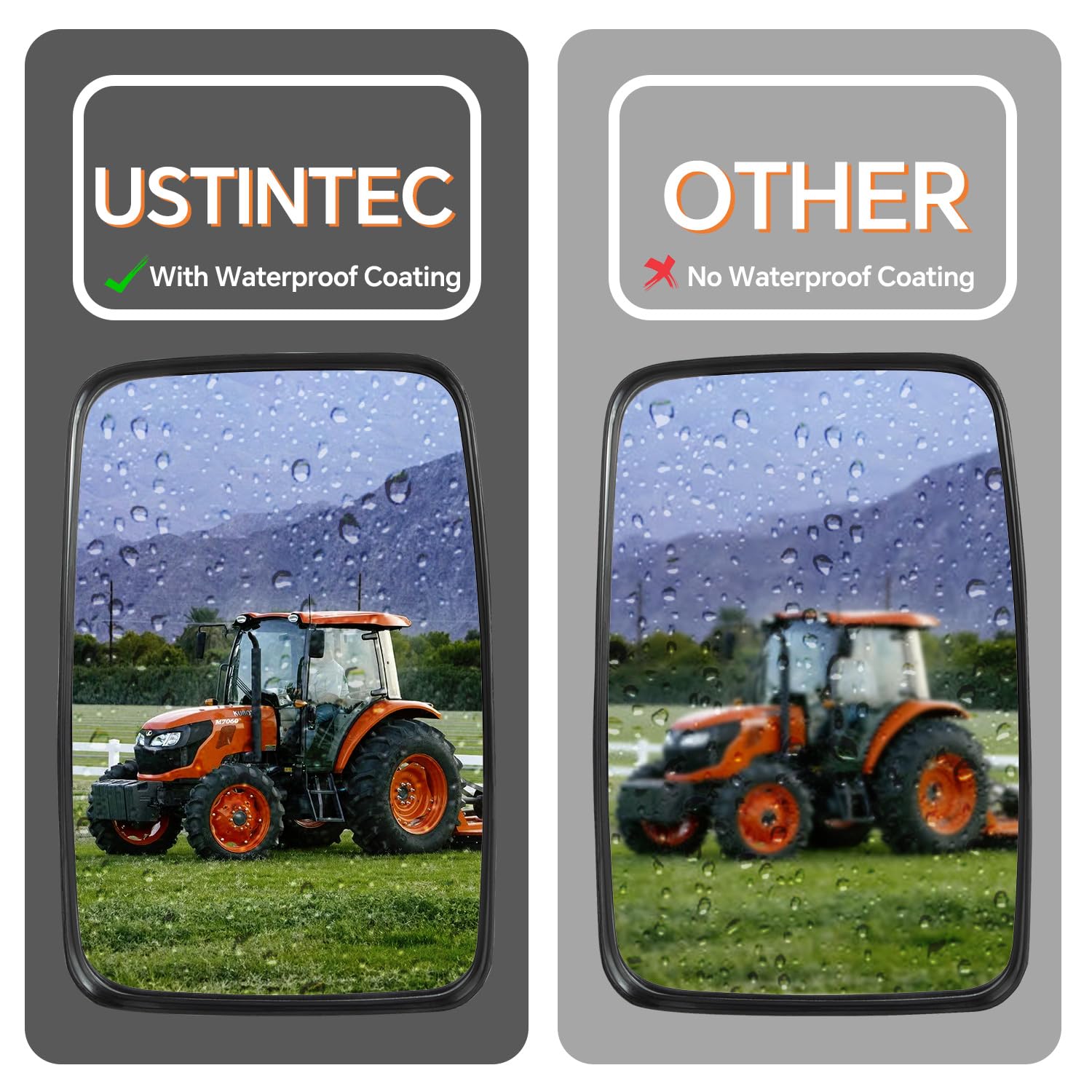 ustintec 3F260-53342 sturdy casing protects mirror from impacts and scratches.