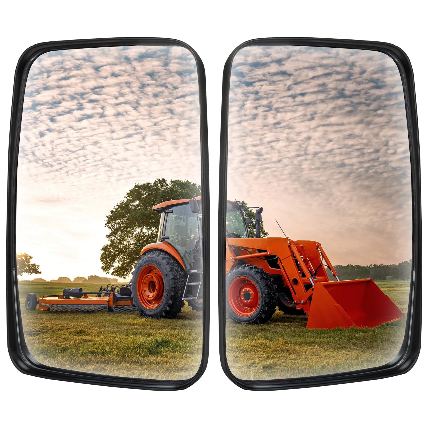 ustintec 3F260-53342 rear view mirror with wide-angle lens improves field of view on Kubota tractors.