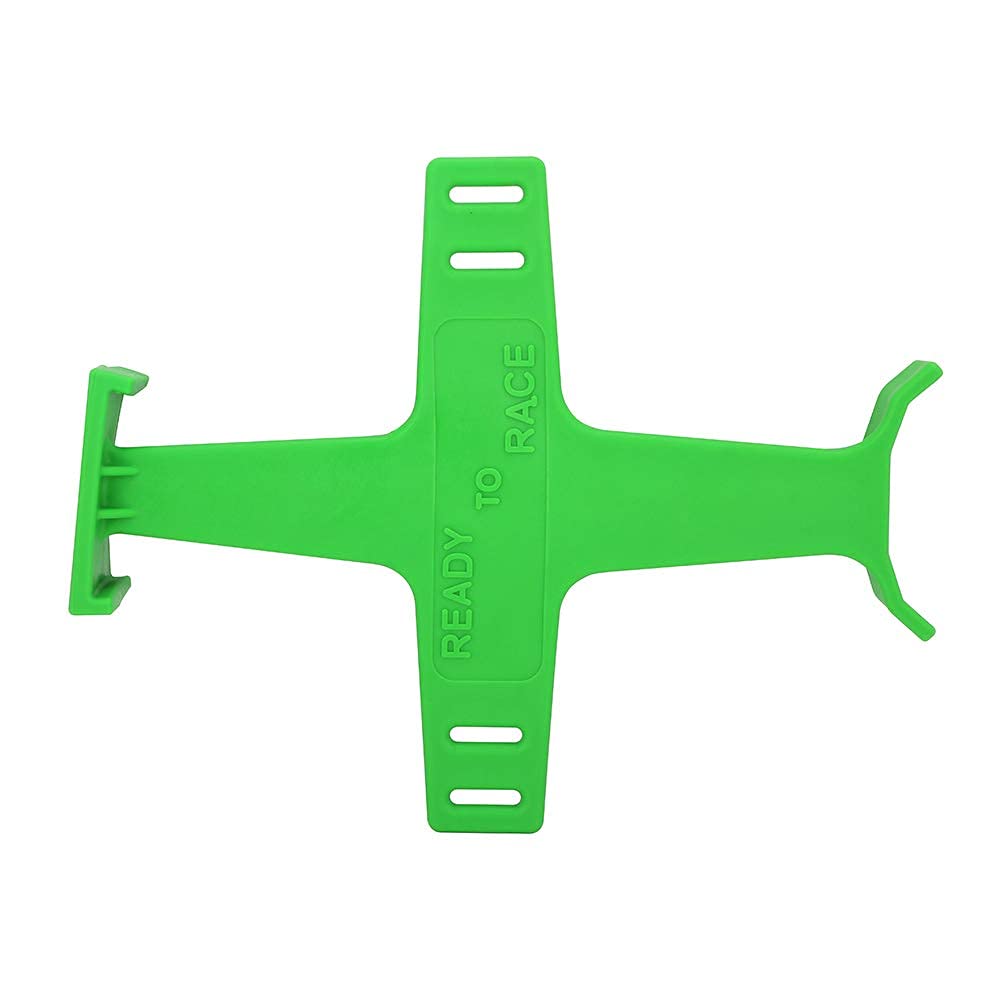 USTPO bright green fork guard increases visibility on trails and racks.