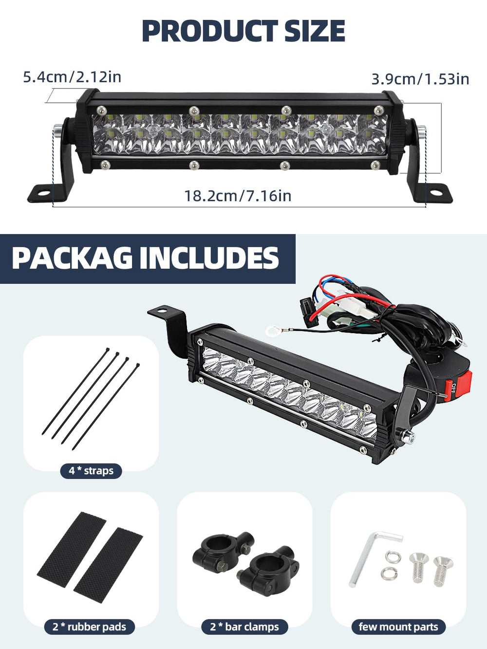USTPO dirt bike light bar on handlebar mount for quick setup