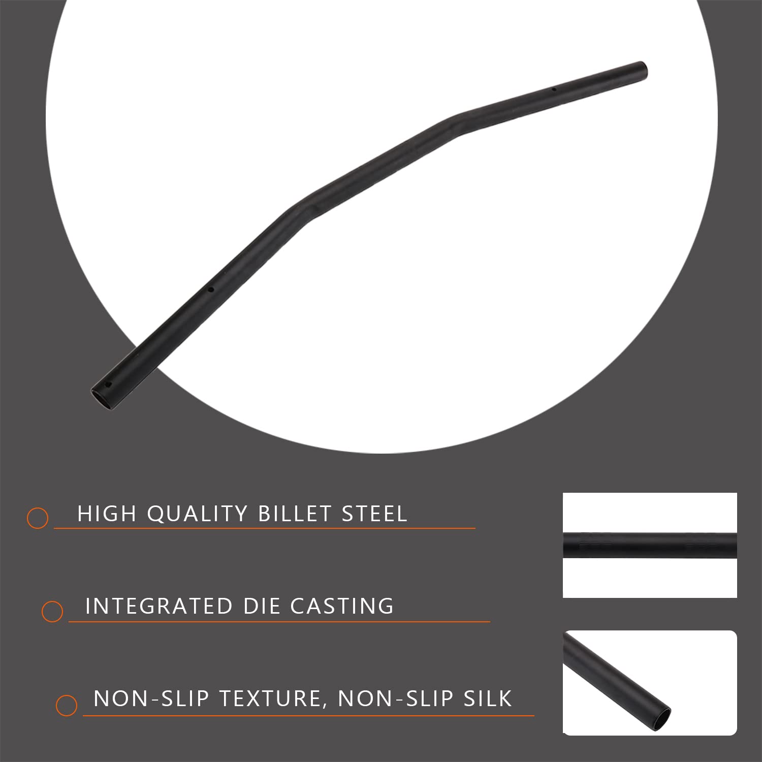 USTPO universal black drag bar side view showing fit versatility.