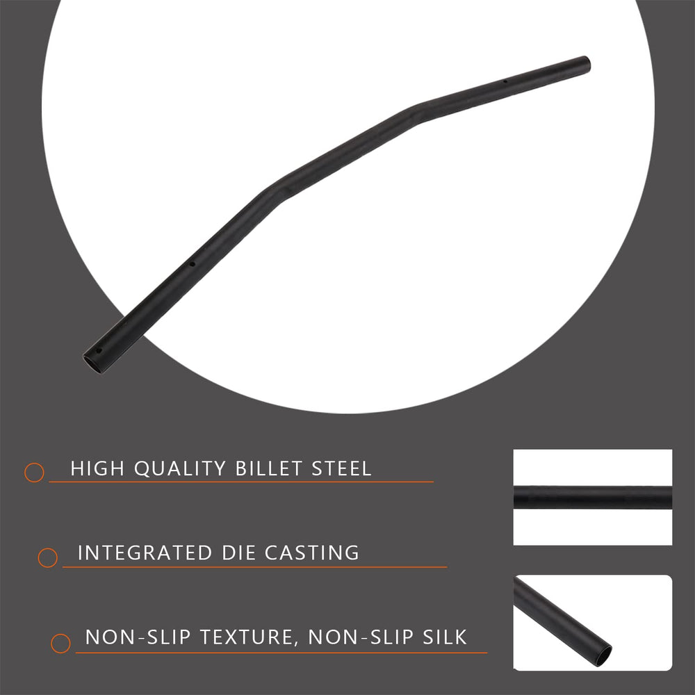 USTPO universal black drag bar side view showing fit versatility.
