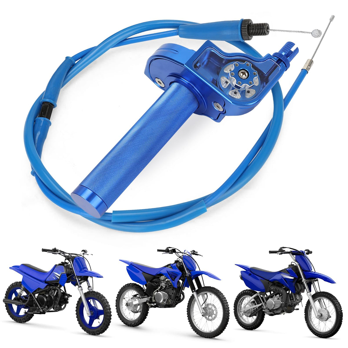 USTPO twist throttle 7-8-22mm blue for precise control on dirt bikes.