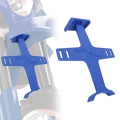USTPO universal motorcycle fork guard securing the fork during transit