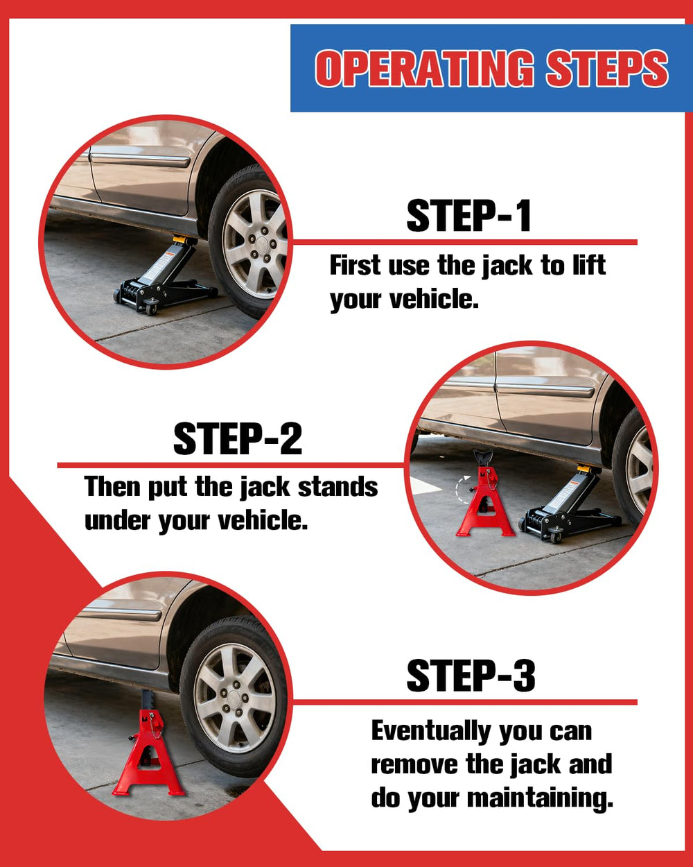 USYATO 3 Ton jack stands ideal for trucks and garage projects.