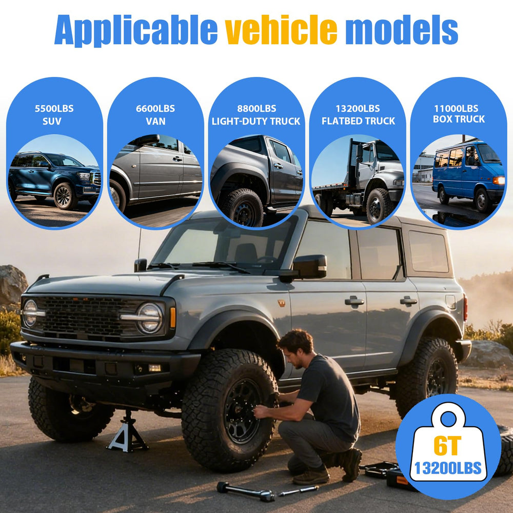 USYATO garage-ready stands support trucks, SUVs, and cars reliably.