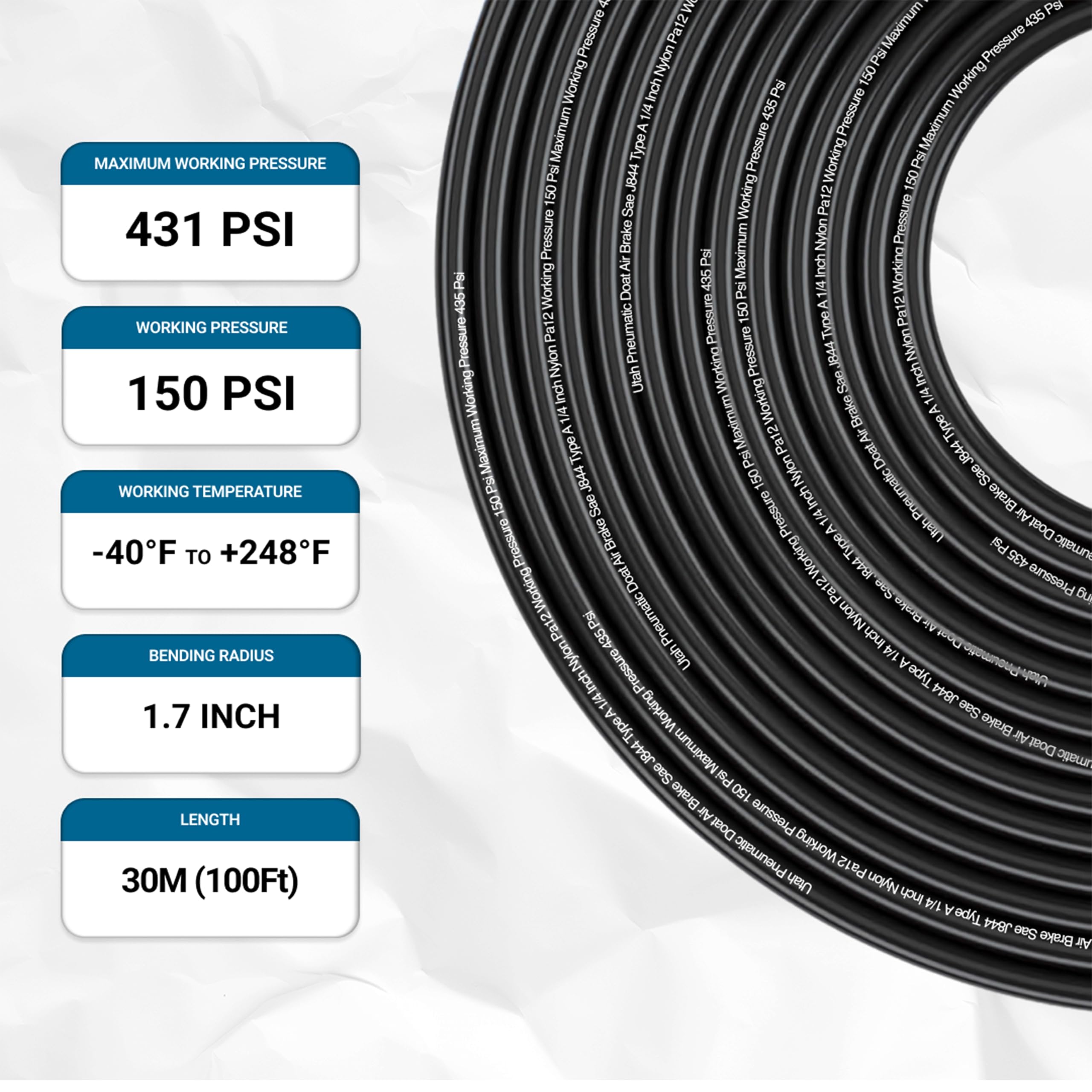 Utah Pneumatic UV-stabilized PA12 tubing suitable for outdoor and harsh environments.