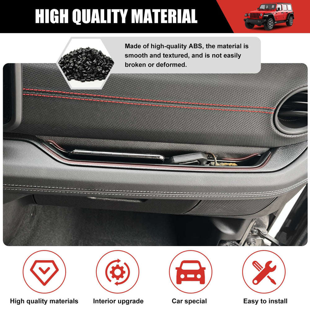 Passenger-side storage tray keeps essentials within easy reach.