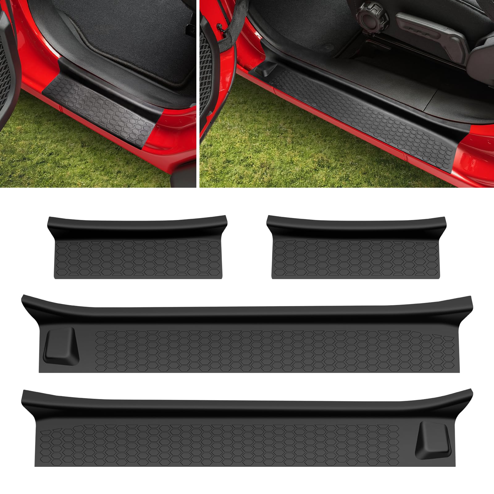 Utiiy door sill guards installed on Wrangler JL highlighting entry protection