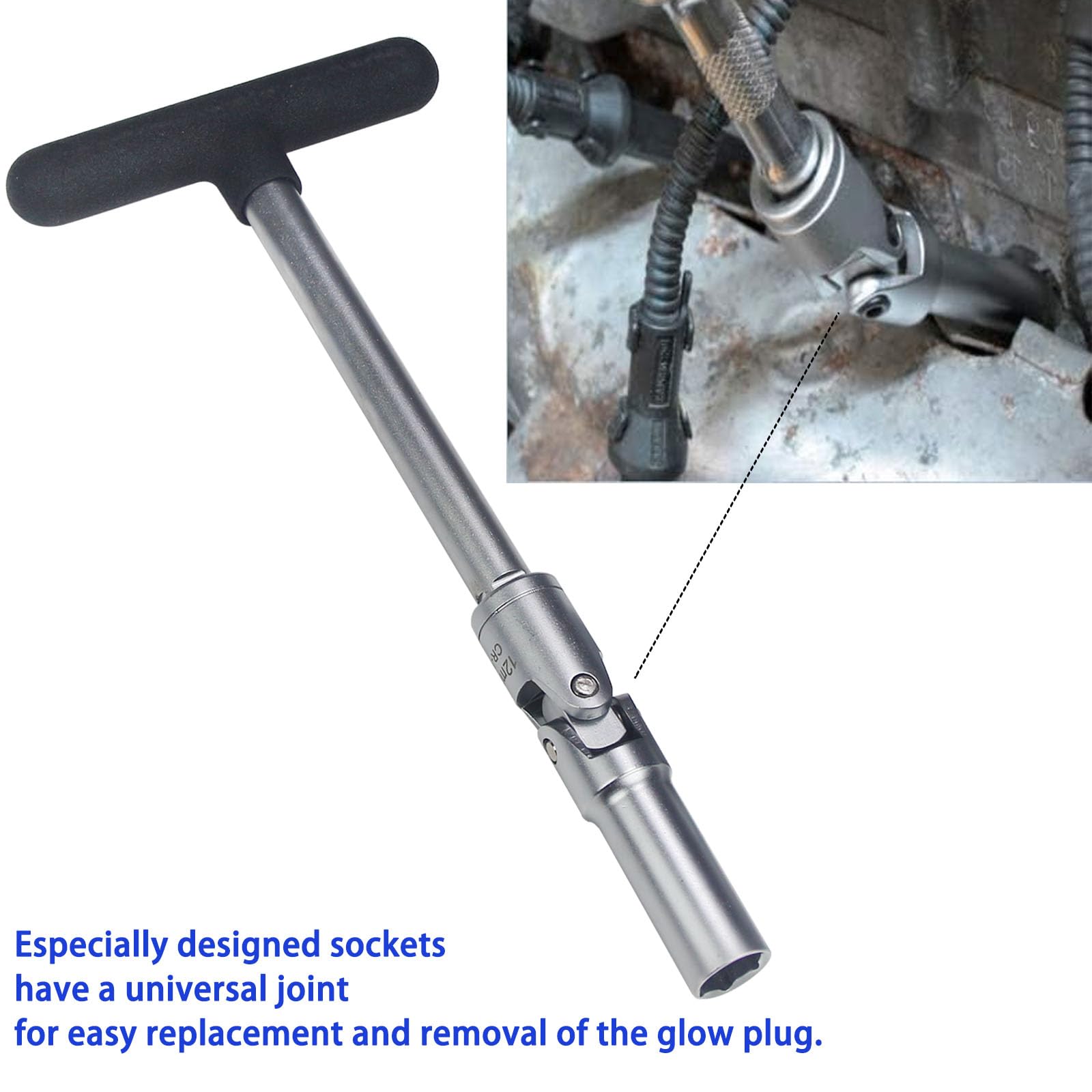 UTMALL glow plug socket 12mm with reliable grip during removal.