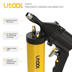 UTOOL 18-inch resin flex hose reaches tight lubrication spots.