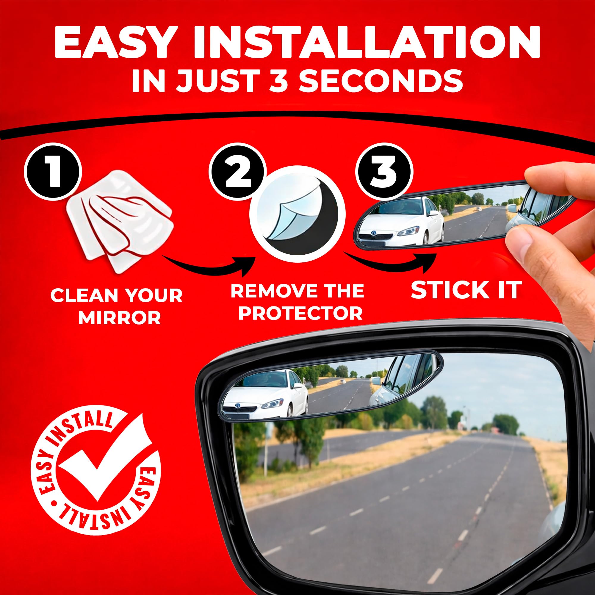 Utopicar HD glass frameless convex side mirror offers a wider field of view