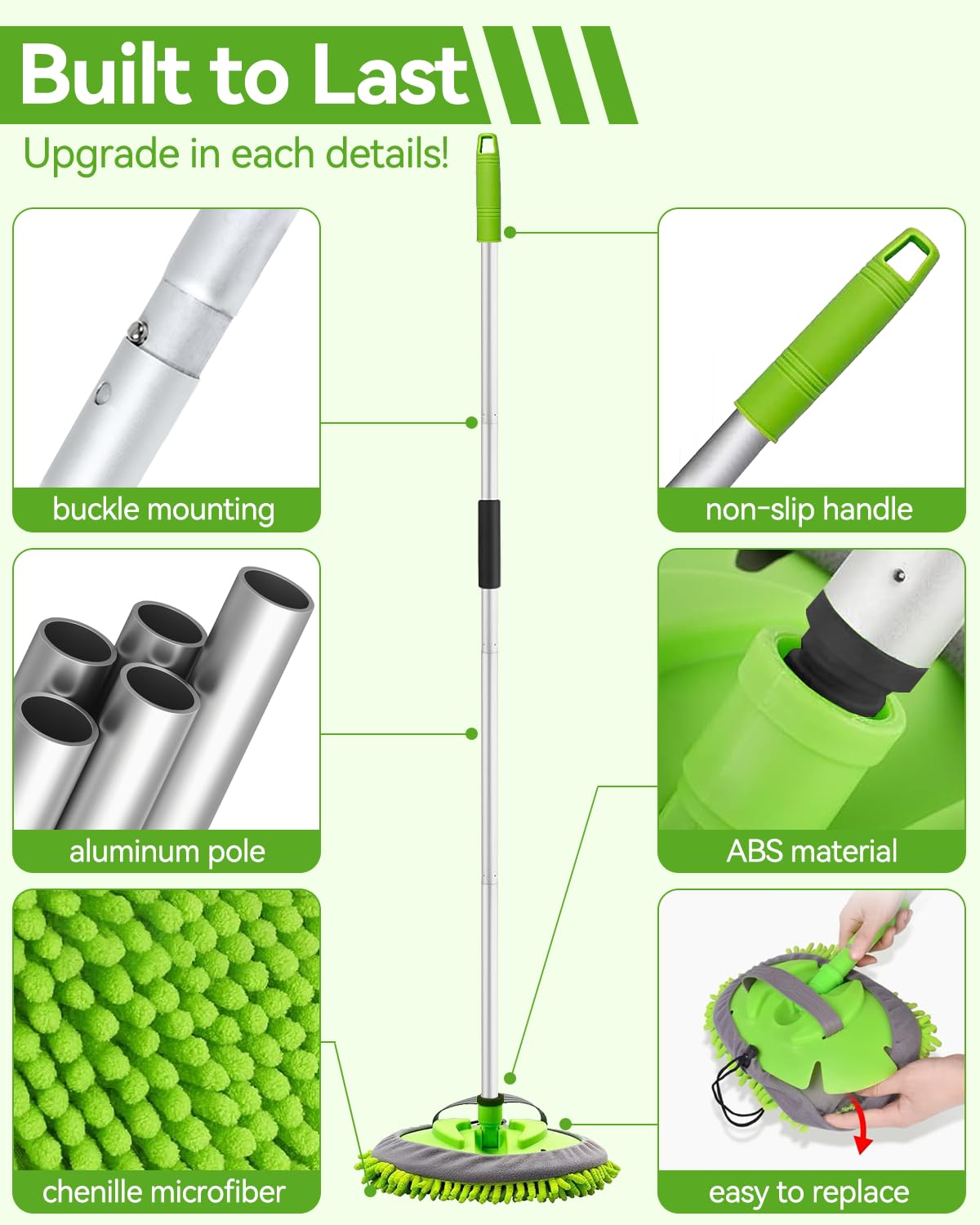 UTOS 180-degree rotating head enables flexible cleaning angles