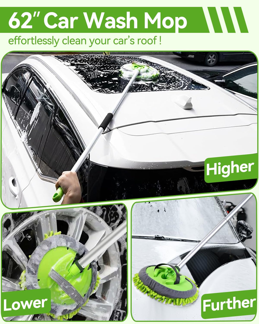 UTOS microfiber chenille heads gently lift dirt without scratching paint