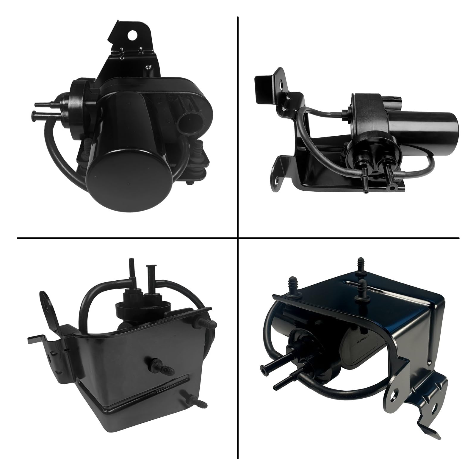 UVYMZY vacuum pump ports, 1/4 in inlet and 1/8 in outlet for hoses.