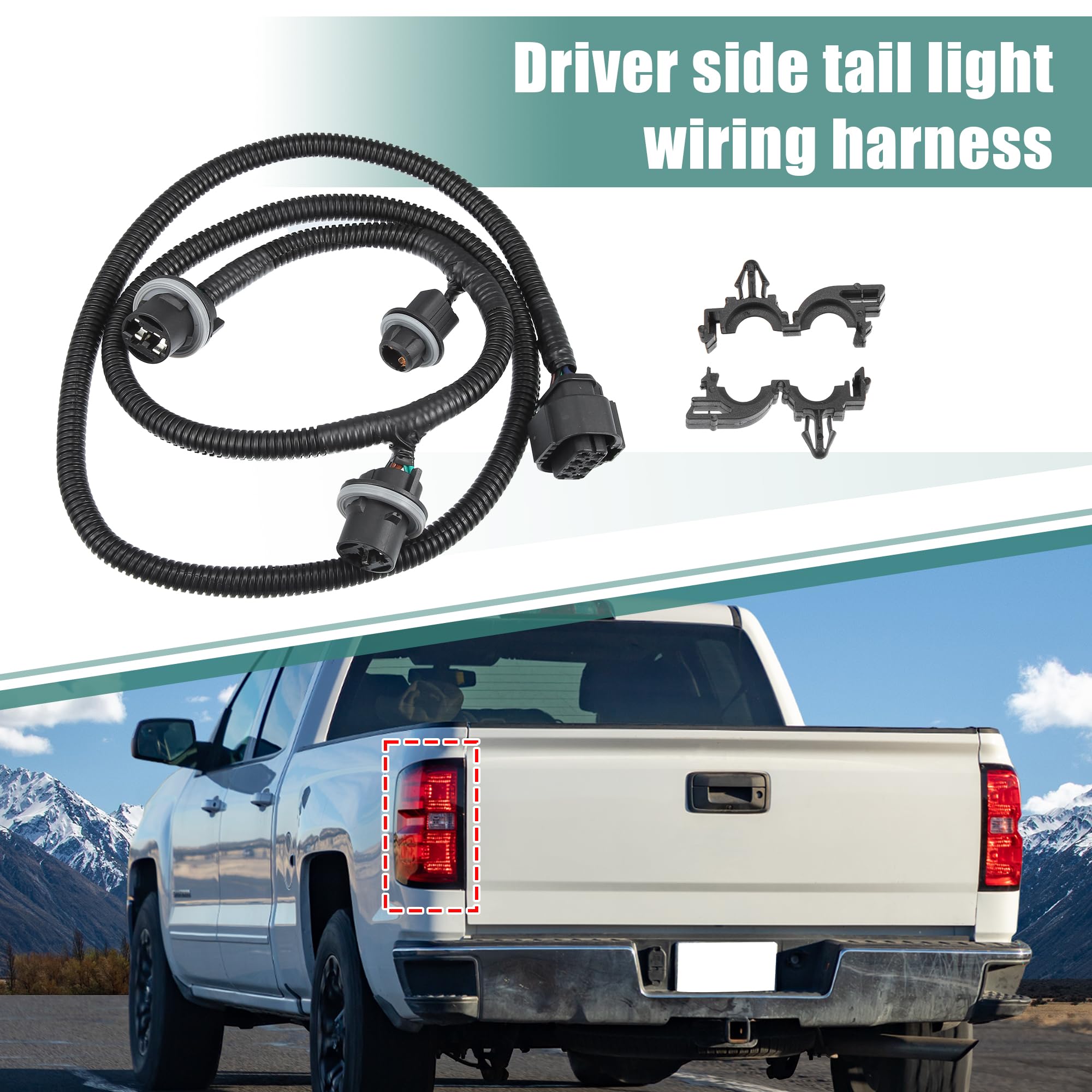 uxcell driver-side tail lamp wiring harness fits Silverado 1500 2014 for stable wiring