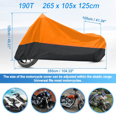 uxcell motorcycle cover outdoors under sun and rain with lightweight fabric.