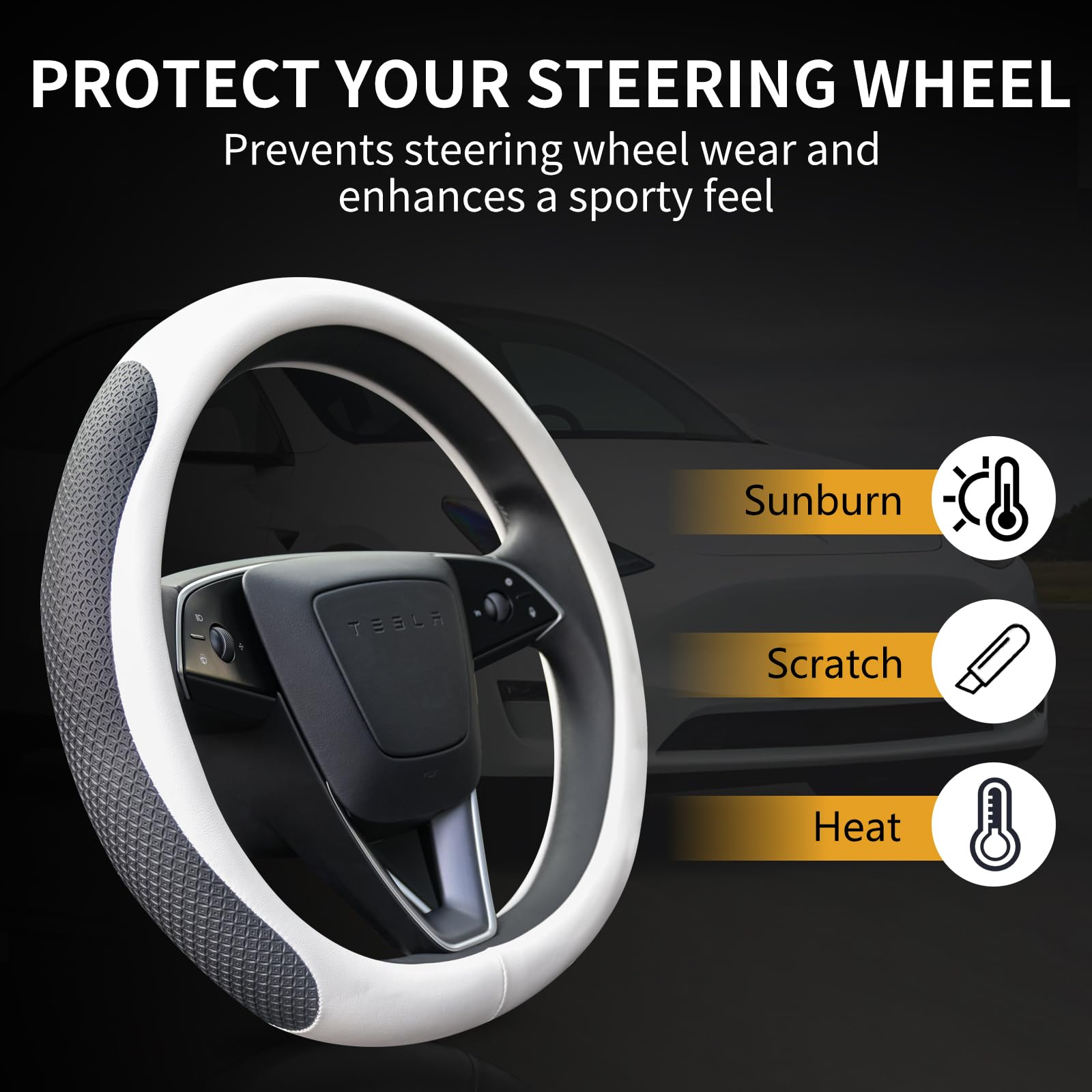 Uxcer steering wheel cover makes a thoughtful gift for Tesla enthusiasts.
