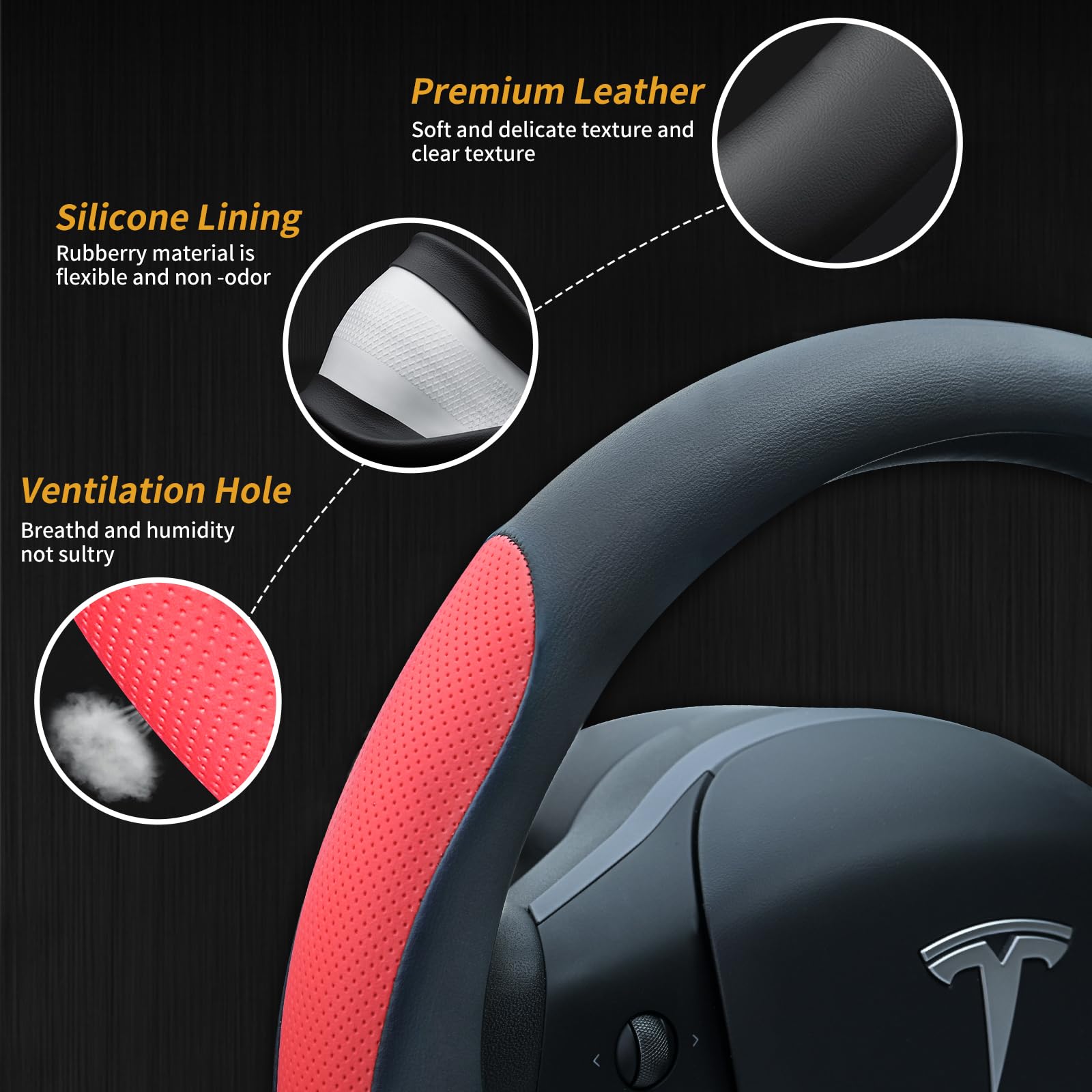 Uxcer red color steering wheel cover adds dramatic interior contrast.