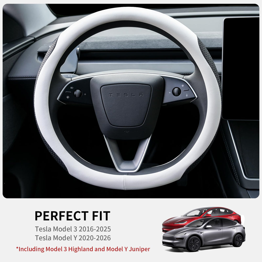 Uxcer non-slip breathable PU leather provides secure grip during steering for Tesla owners.