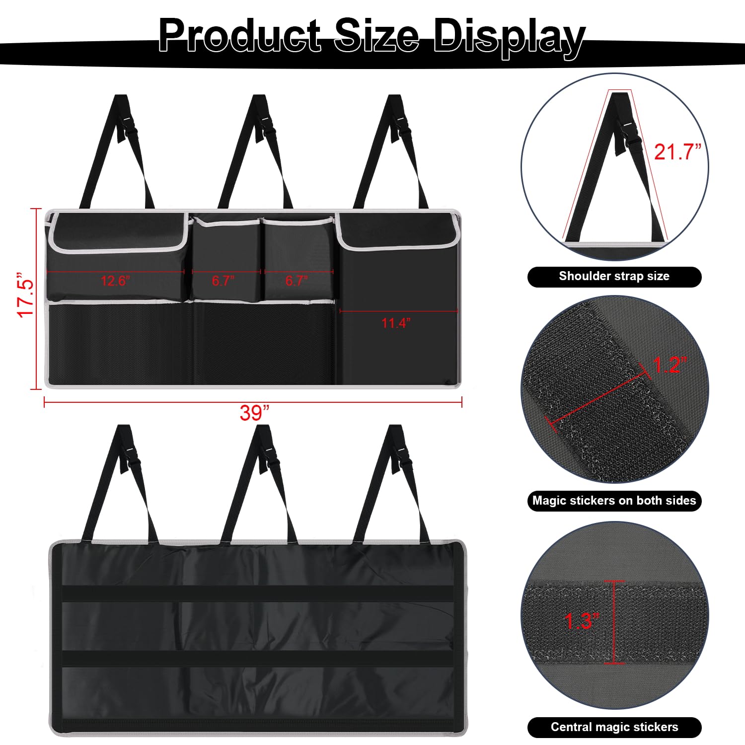 UYYE backseat organizer installation around headrest with adjustable straps