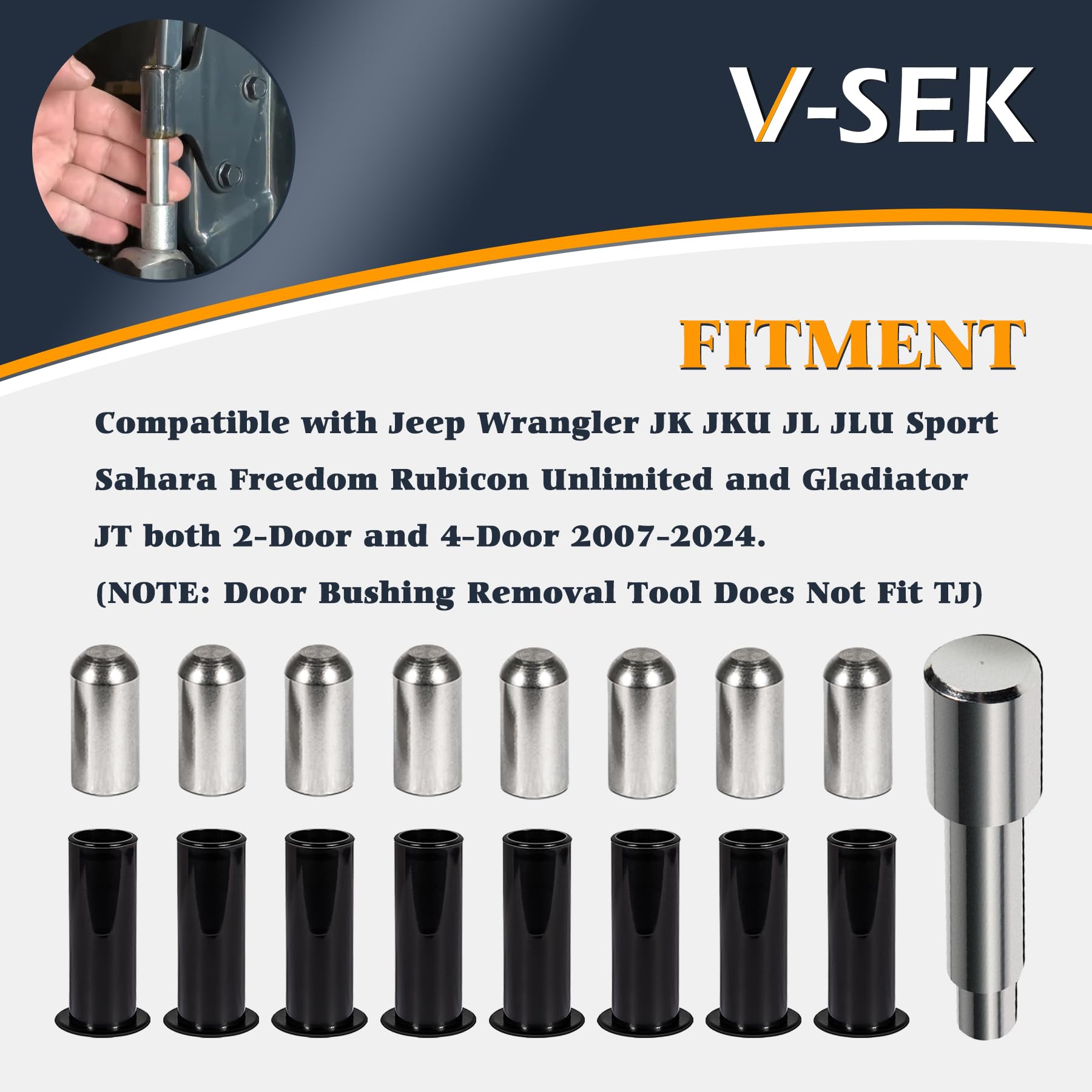 V-SEK door hinge liners kit with durable ABS plastic for long-lasting performance.